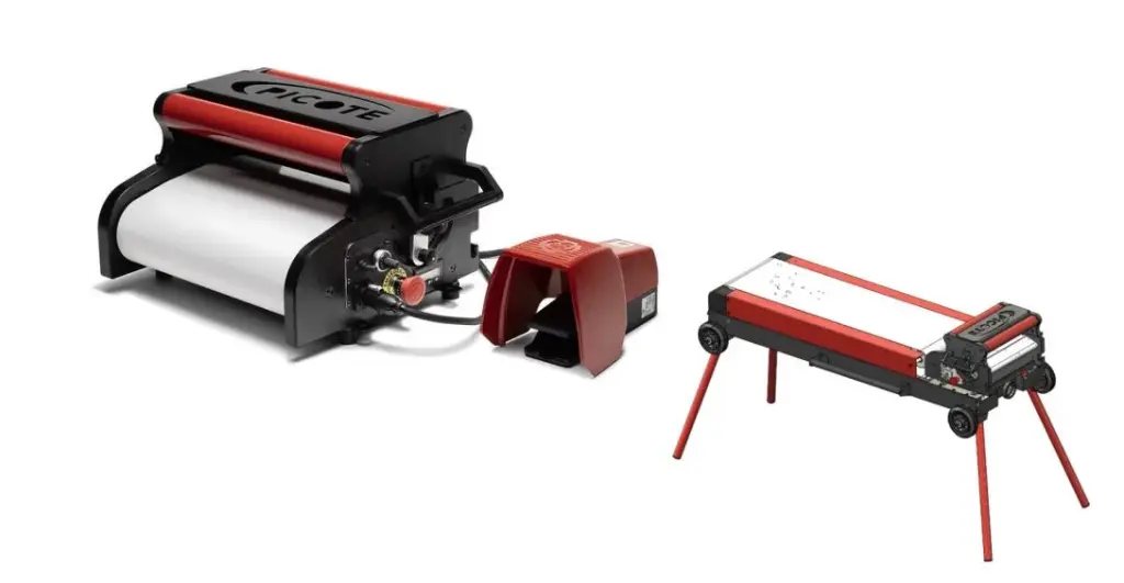 Table de laminage avec tapis motorisé + Laminoire sur batterie Picote