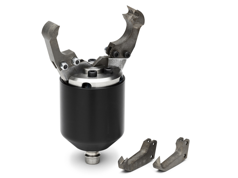 Tête pour pince de préhension avec une machoire large et une fine